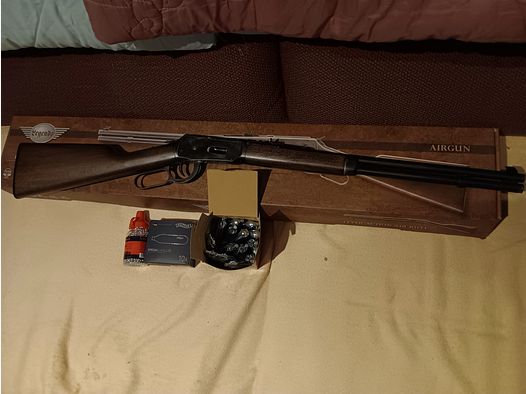 CO2 Unterhebelrepetierer Cowboy Rifle Antique Fish von Legends plus Zubehör