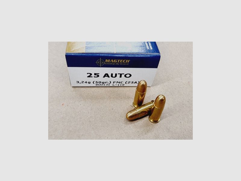 .25 Auto-6,35mm Browning/50grs Magtech FMJ 50 Stk.