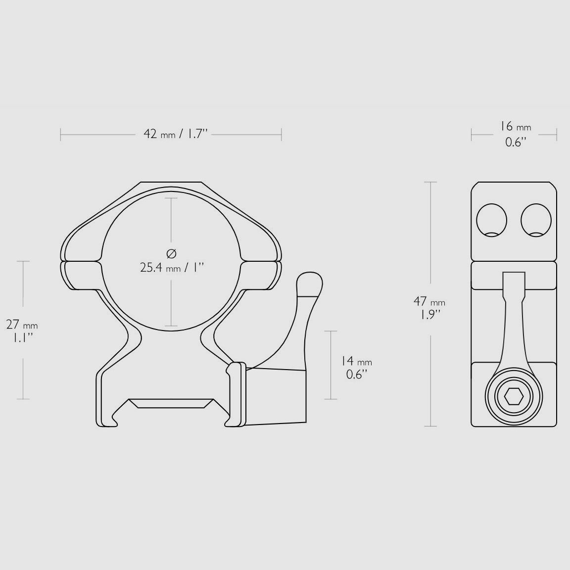 Hawke Montagering Precision Steel 1 Inch High, Bild 3 von 3