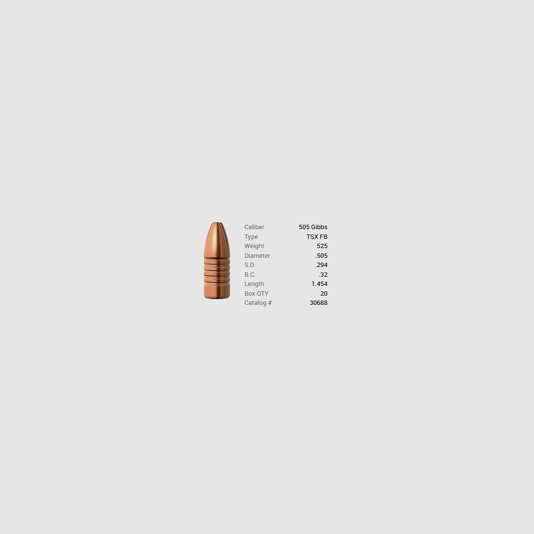 Barnes Geschoss .505 Gibbs/.505 525GR TSX HP FB 20 Stück