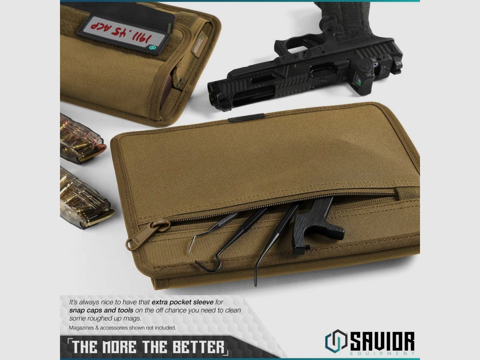 Savior - Bolsa para cargadores de pistola - Pistol Mag Pouch - 5 compartimentos, paquete de 2 - Tan - MP-FD-PISX5-2P-TN, imagen 6 de 6