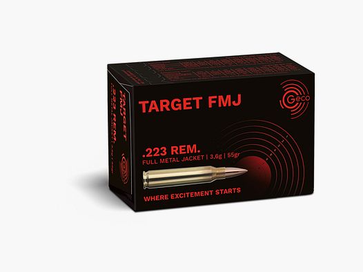 Geco 2317562 cartouches .223 Rem. Target FMJ 4,1g 63gr pleine masse 50 pièces.