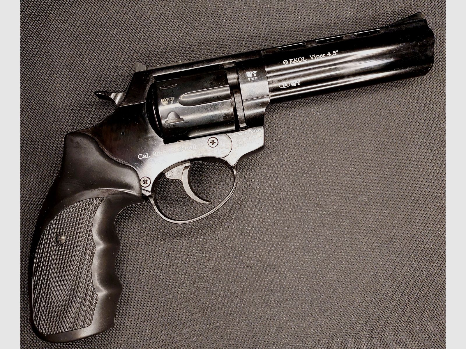 Ekol Viper 4,5 Zoll Schreckschuss Revolver Schwarz 9 mm R.K. (PTB 1003) Stahltrommel