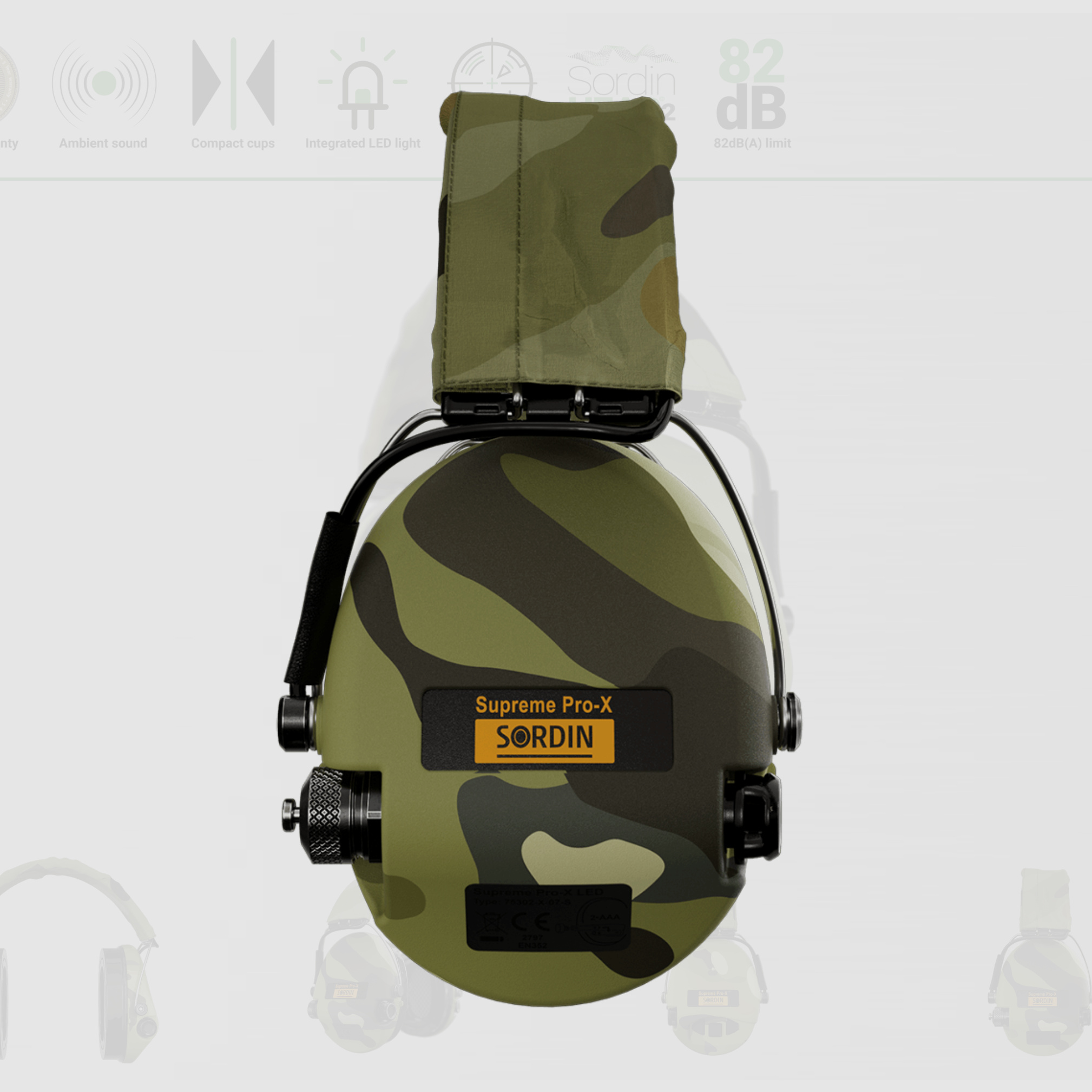 Sordin 75302-X-08-S Elektronischer Gehörschutz Supreme Camo Pro X LED Headband