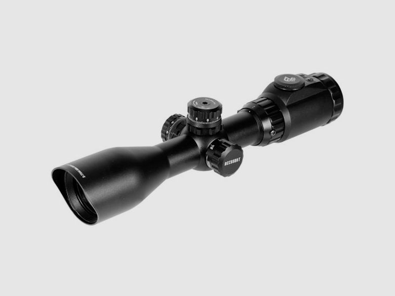 UTG Accushot scope 2-7x44 30 mm, Mil-Dot reticle with quick-release mounting rings