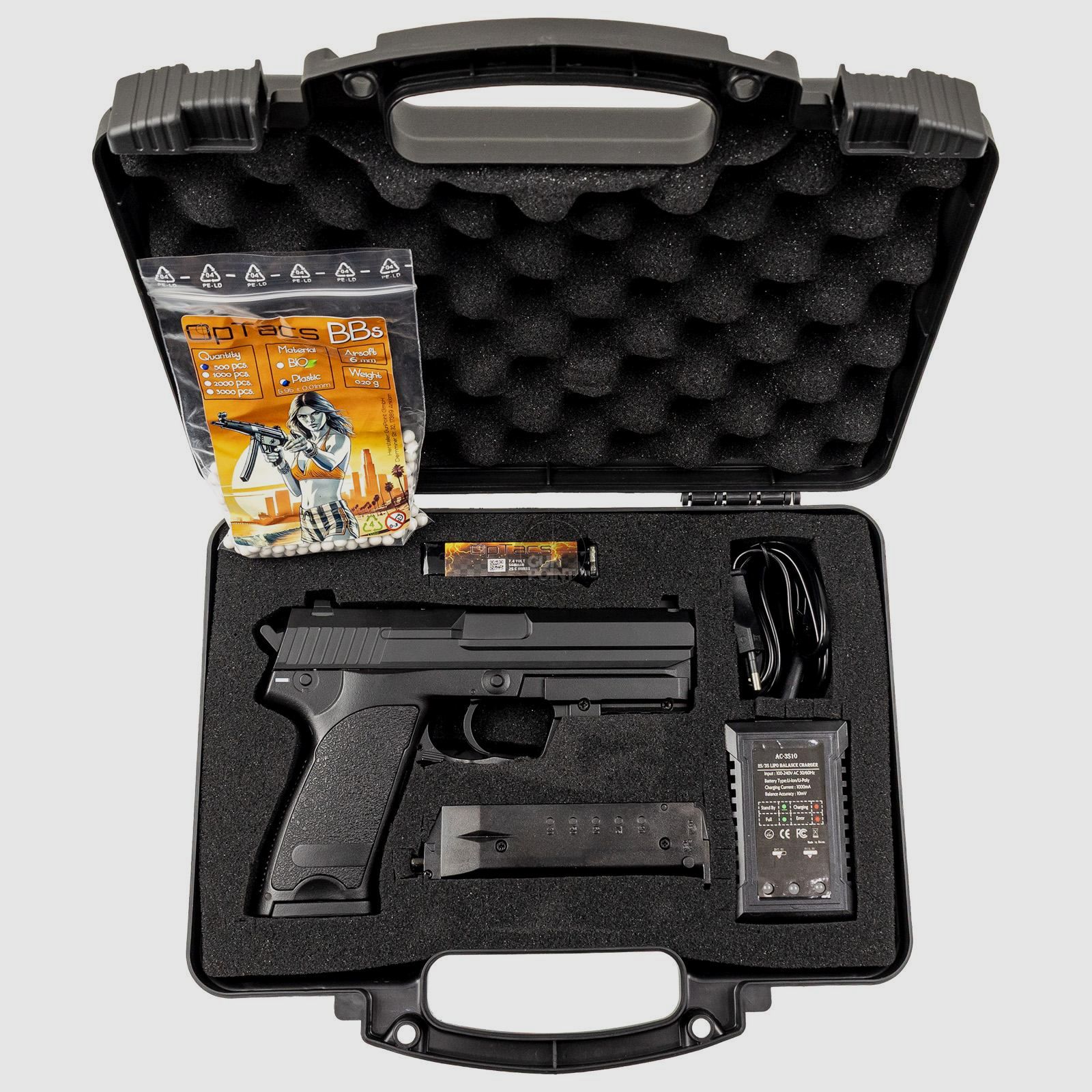 Softair - Pistolet - Cyma - CM125 AEP Enhanced avec mallette à partir de 14 ans, sous 0,5 Joule