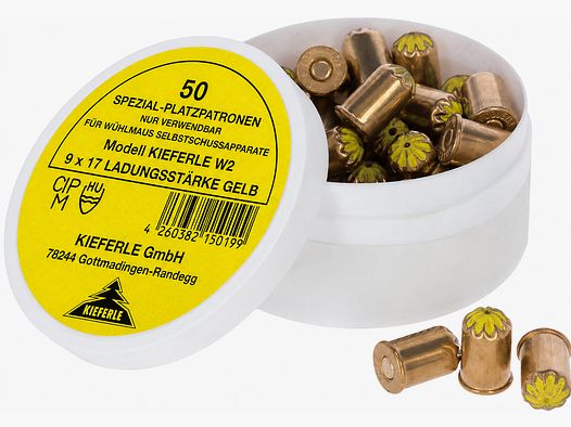 Spezialpatronen Kal. 9x17 gelb für Wühlmausselbstschussgeräte 50 Schuss