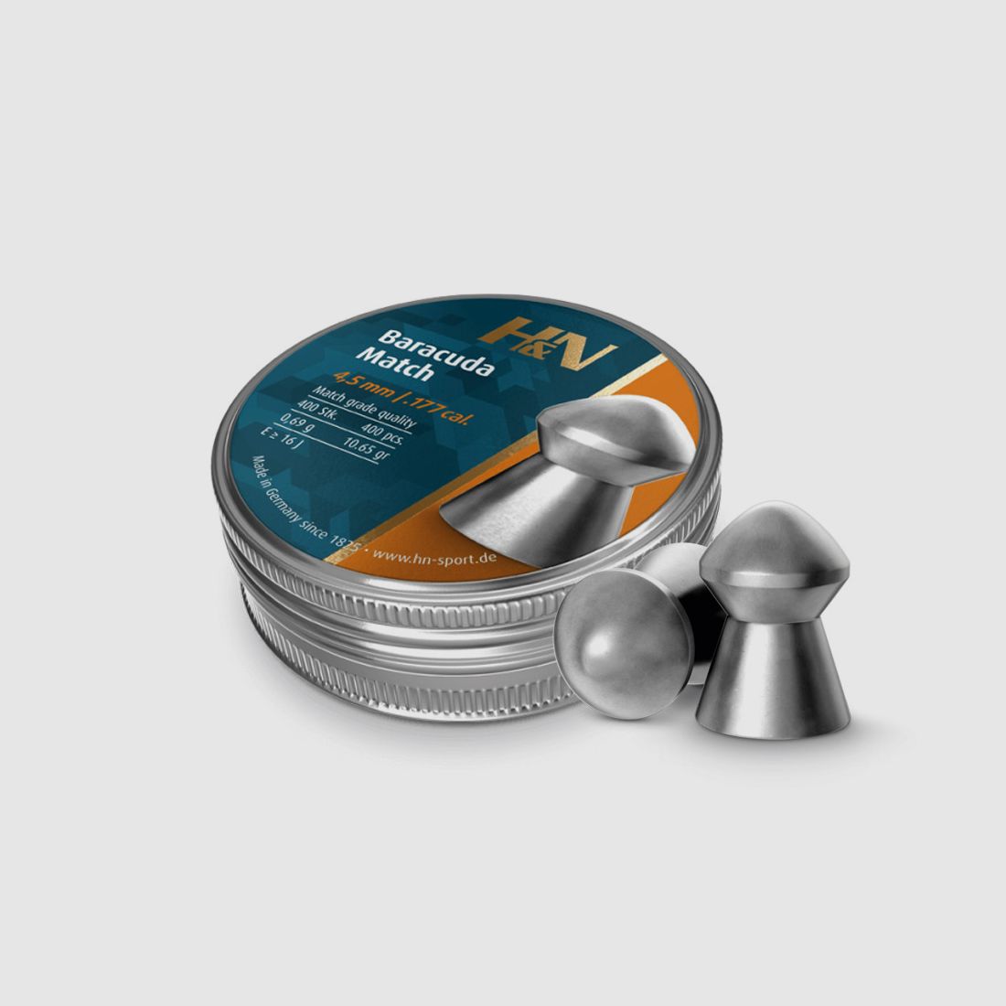 H&N Baracuda Match Diabolo, Rundkopf, glatt, 0,69 g, Kaliber 4,51 mm, 400 StĂĽck