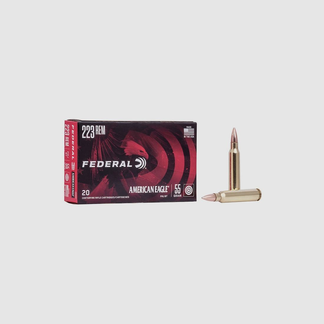 Federal American Eagle .223 Rem. 55GR FMJ BT 20 cartouches