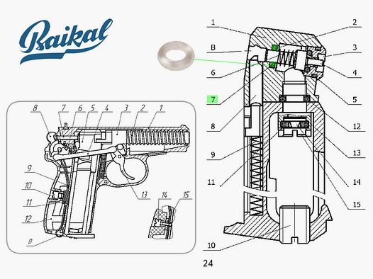 O-Ring von Ventil fĂĽr die CO2 Baikal Pistole MP654k Makarov, Ersatzteil