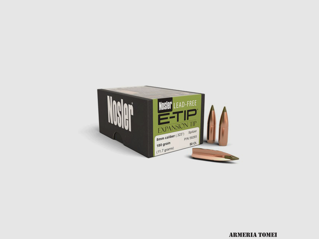 NOSLER – LOAD-FREE E-TIP 8mm caliber (.323″) Spitzeer 180gr (11.7 grams) (50pz)