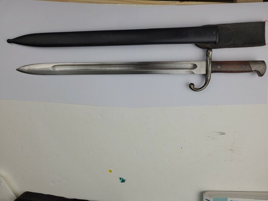 Französisches Bajonett von Remington USA – Gewehr Rolling Block 1914 – Regimentsnummer „J“ – Ausgezeichneter Zustand, Bild 12 von 17