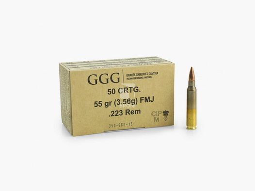 GGG munitie .223 Rem FMJ GPR11 55 gr (verpakking van 50 stuks)