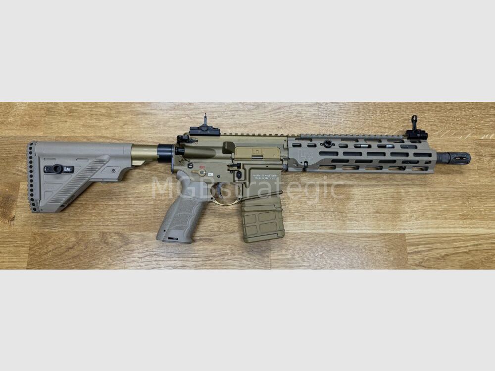 Heckler & Koch MR223 A3 Slim-Line 11" Lauf - halbautom. Büchse .223Rem MGBs Sondermodell FDE Edition inkl. Schalldämpfer ASE UTRA Dual 556-Short-QM2 Gen2 Cerakote FDE - zivile Version HK416 / G95K / G38 G95A1 / G95KA1 / mit Upgrades