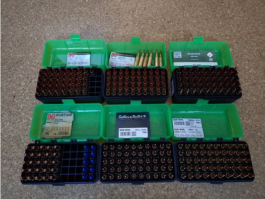 Munitionsbestand: 272 Patronen im Kaliber .308 Win. - Hornady, Sellier & Bellot, Magtech