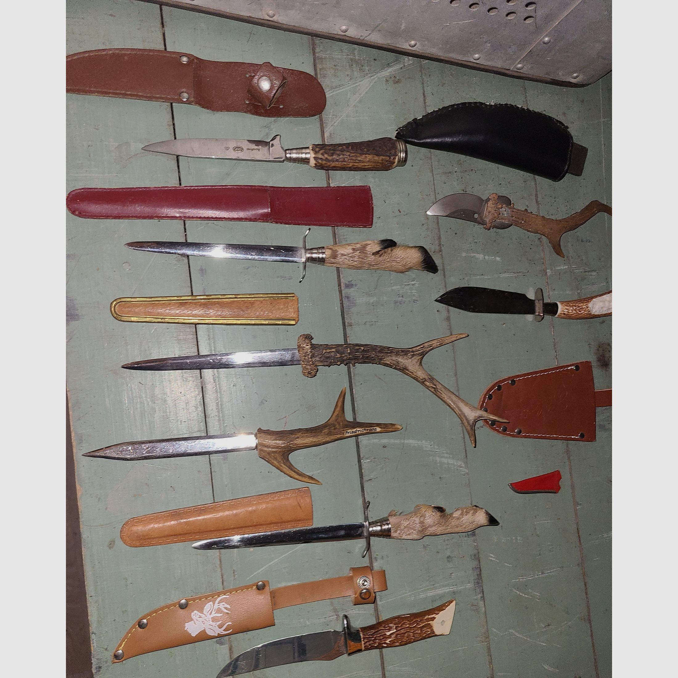 KNIFE LETTER OPENER COLLECTION LIQUIDATION GDR VEB GDR HUNTING DECO BLADES HORN ANTLER COPPER