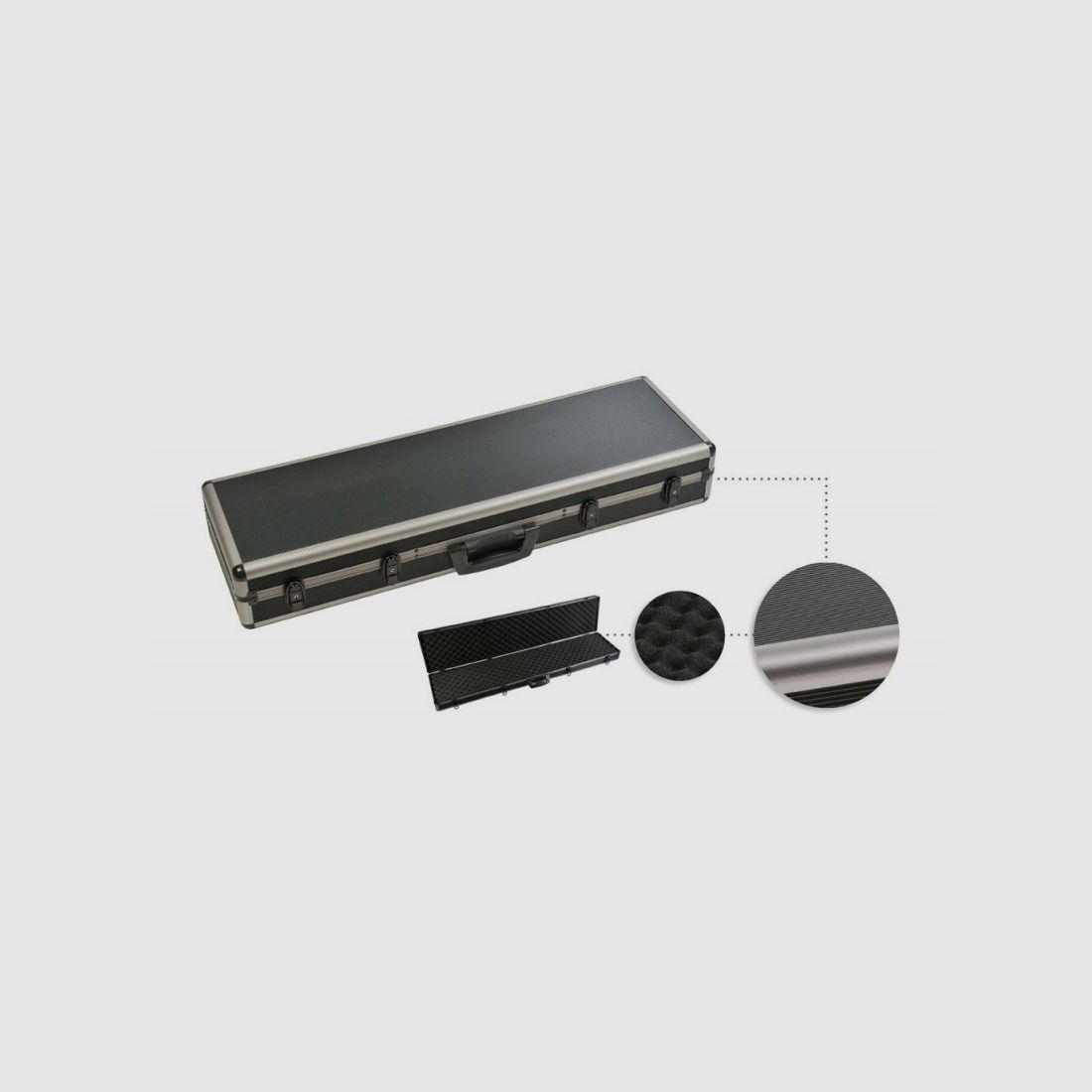 Waffenkoffer aus rauchfarbenem Aluminium - Abmessungen 83x25x12,5 cm, Bild 1 von 2