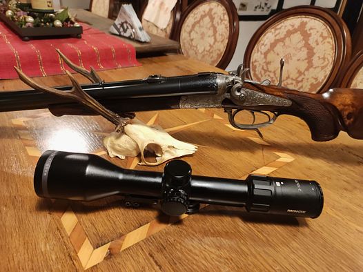 Ferlacher Drilling 5,6x50R Mag 16/70 Hahndrilling Rouxverschluss como nuevo, no Krieghoff Blaser Merkel Nimrod Suhl Simson Collath