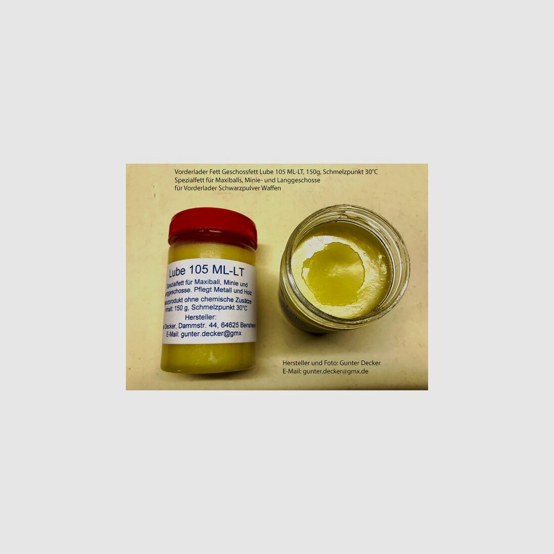 Geschossfett Vorderlader Fett Lube 105 ML-LT 150g für Maxiball Minie Langgeschosse