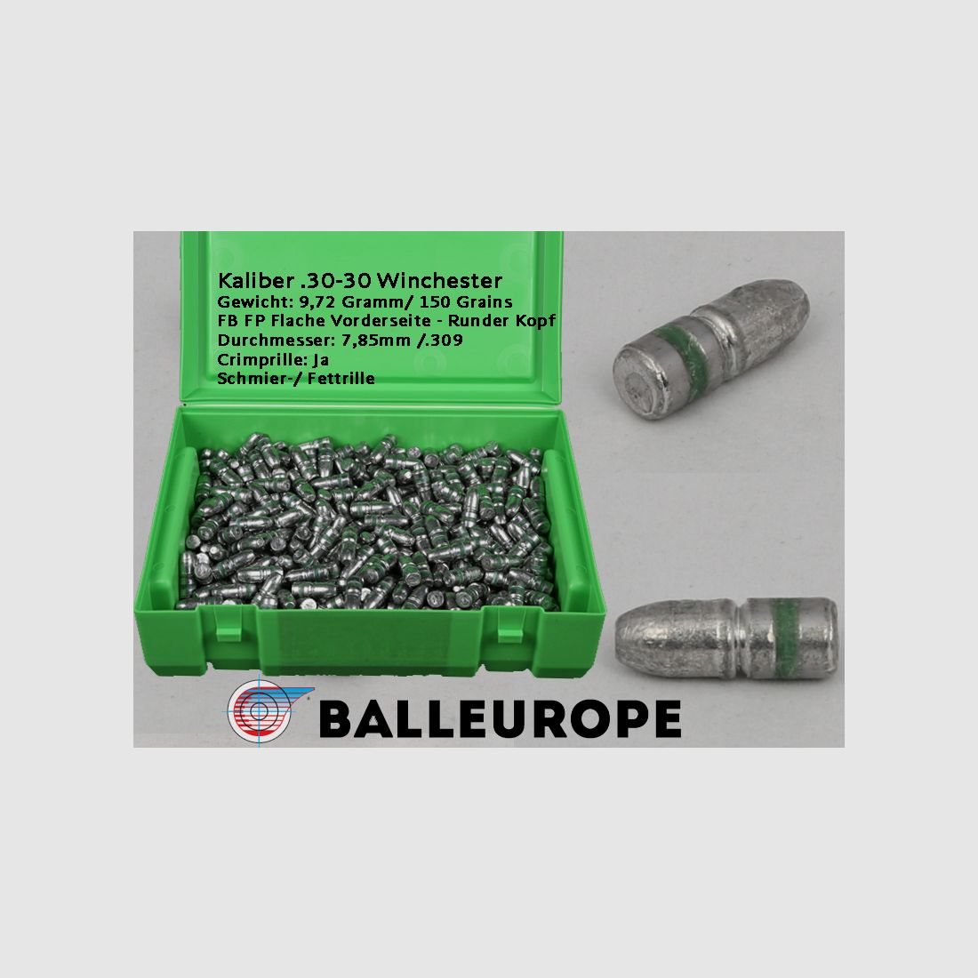 500 x .30-30 Winchester Bleigeschosse 9,72 Gramm 150 Grains FB FP 7.85 309 30-30 UHR Balleurope L51