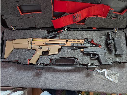  MK16 Sport / FN Herstal SCAR-L Upgrade S-AEG   CORE EFCS / Mosfet & PRO HopUp, Metall Version -TAN