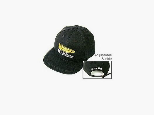 Cappello nero con logo Thompson giallo
