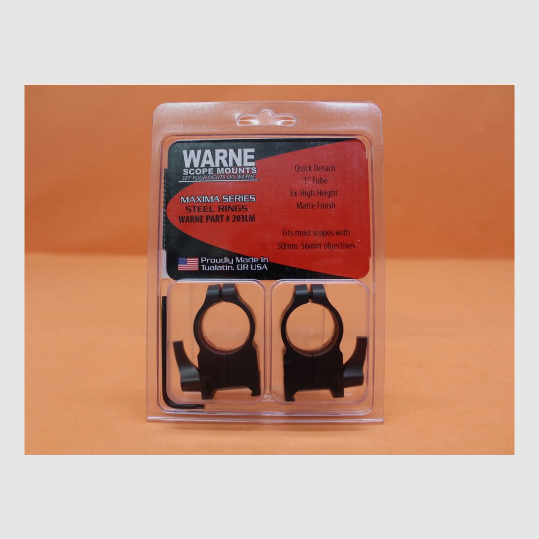 Warne Warne Maxima QD Montageringe 1" ExtraHigh (203LM) Stahl brüniert matt für Weaverprofil