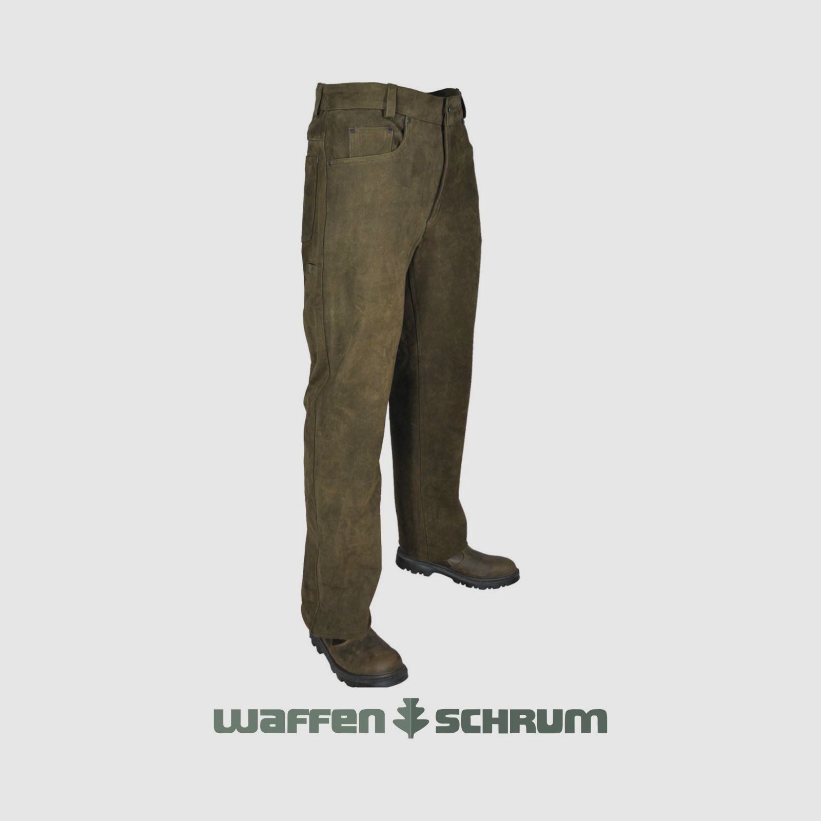 Hubertus Lederhose 5-Pocket Oliv