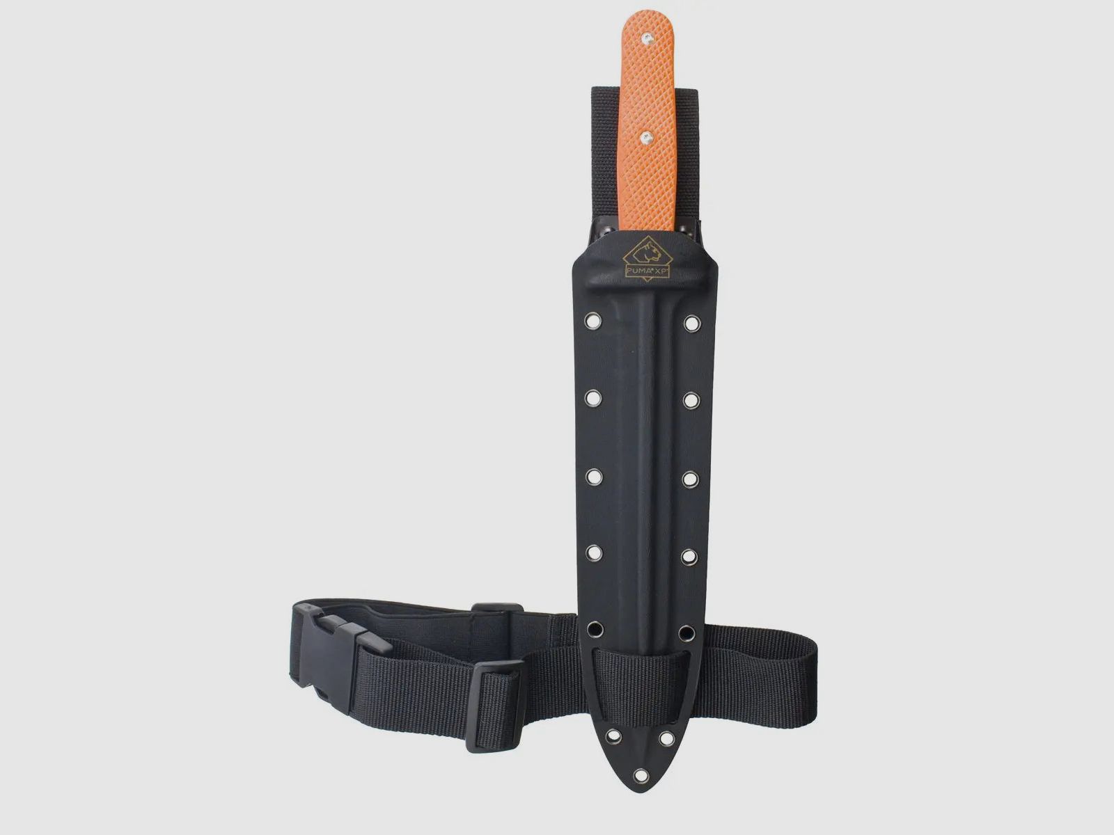 PUMA XP pig sticker 15, cuchillo de desollado, naranja G10 con piel de pez, funda Kydex, imagen 6 de 7
