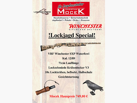 Winchester SXP Waterfowl, 71cm, Lockjagdspecial, inkl. Lockkrähen, Lockschmiede V3 Krähenlocker, Tarnung