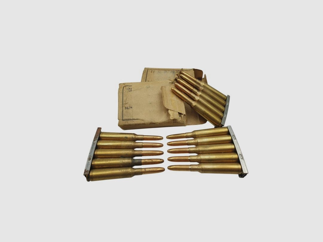 DESTO AMMO - 30 STÜCK MILITÄRISCHER ÜBERBESTAND MUNITION 6.5x55SE MIT CLIP, Bild 2 von 2