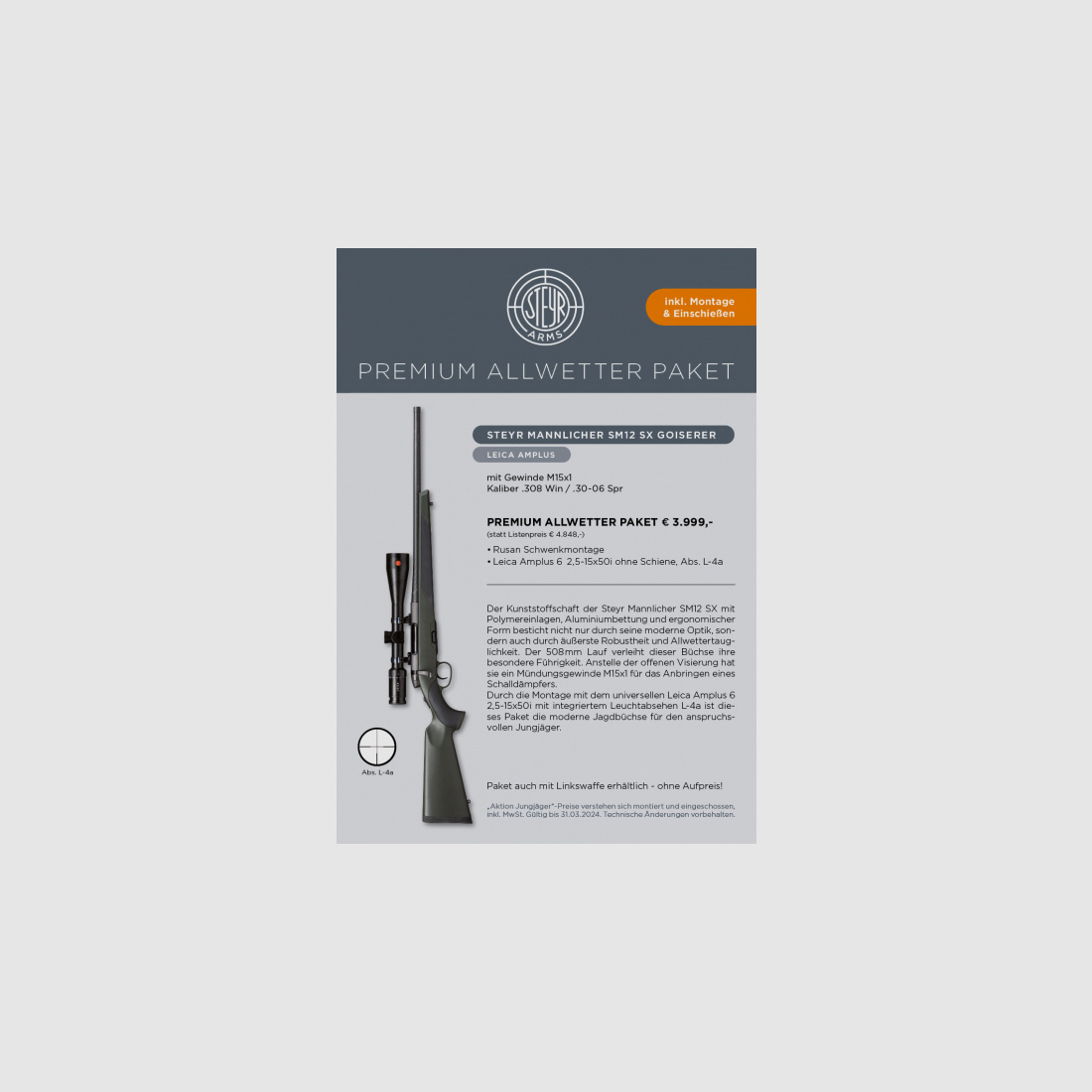 Steyr Mannlicher SM12 SX Goiserer + Leica + ... - Young hunter package