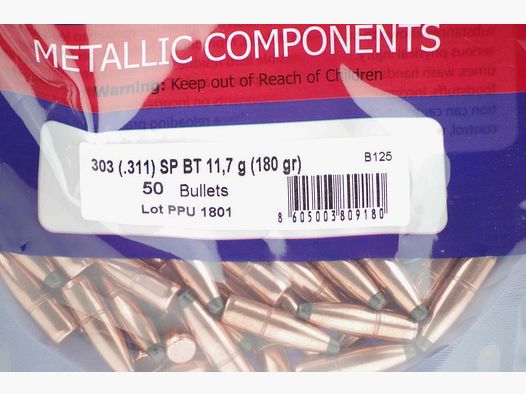 PPU Bullets .303 - .311 in 180 Grain FMJ BT - 50 pcs #B-125 - Privi Partizan
