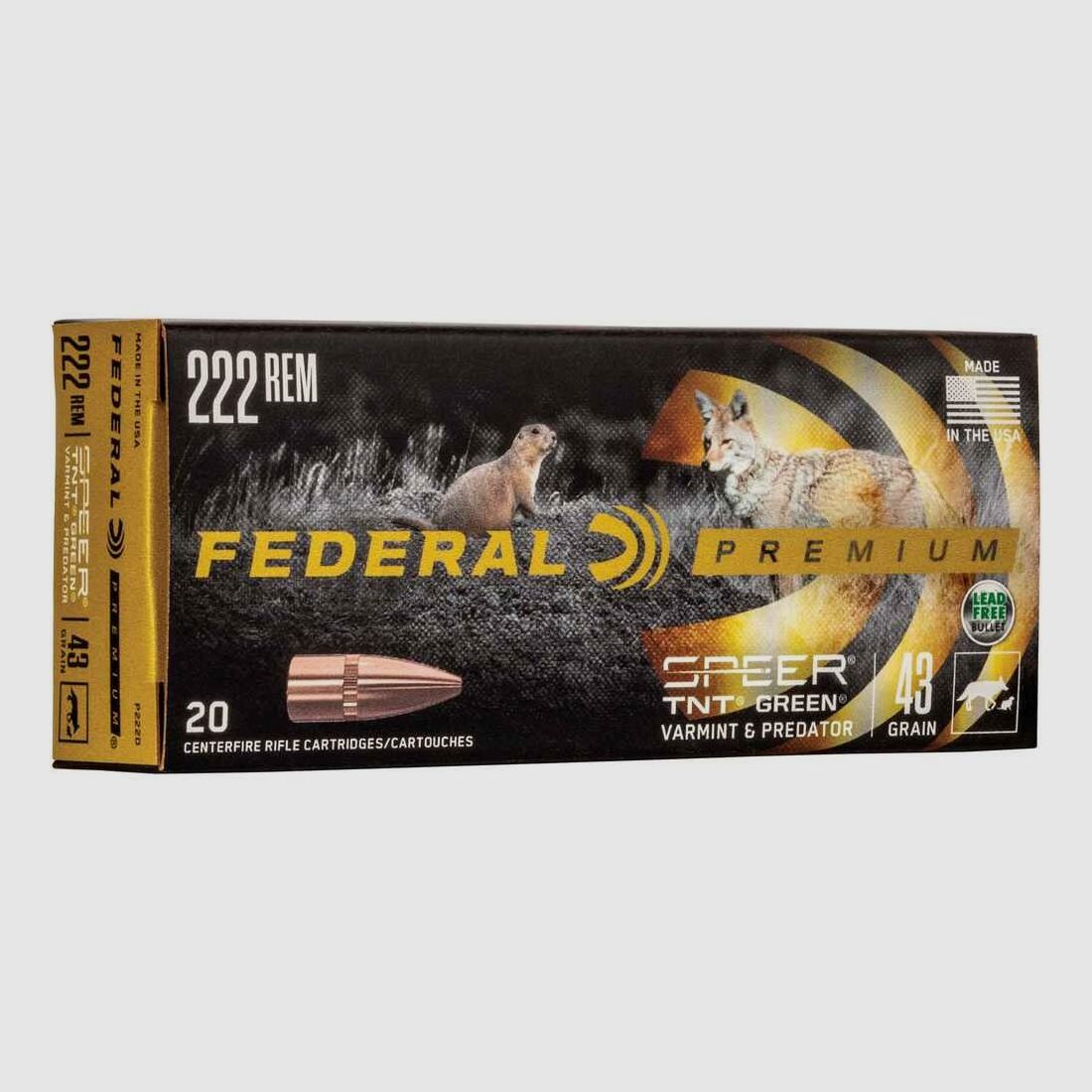 .222 Rem. Speer TNT Green HP 43 grs. Federal Ammunition