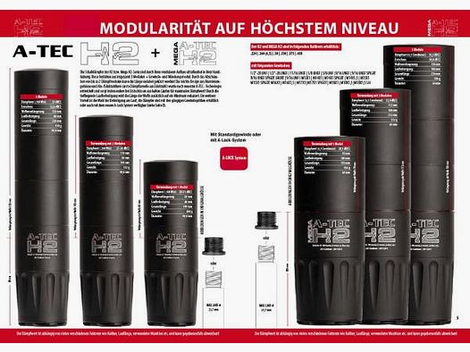 A-TEC Schalldämpfer f. EWB-Waffen Mega H2 (.30/7,62mm) A-LOCK-System - Teleskop-SD