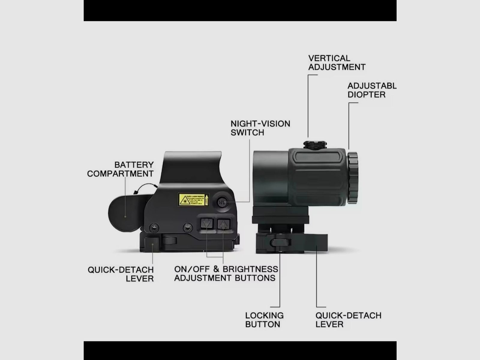 Red dot sight with foldable magnifying glass