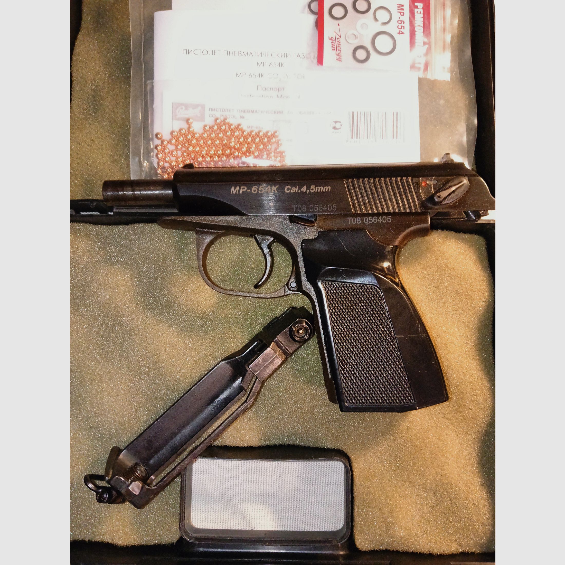 Baikal MP 654 K Makarov T08, CO2 4,5 mm BB, in buone condizioni, perfetto funzionamento TOP, immagine 14 di 20