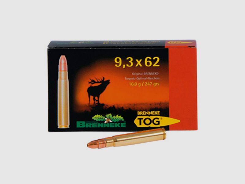 Brenneke 9,3x62 247GR TOG 20 patronen