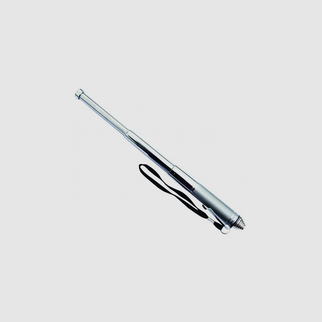 Mini bastón telescópico de 13" con clip para cinturón y lazo - Plata