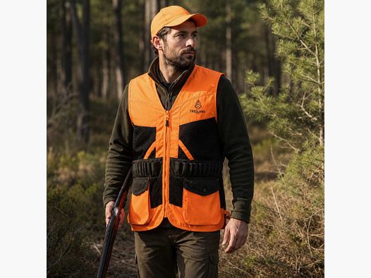 Treeland Jagdweste orange 20 Patronenhalter wasserabweisend