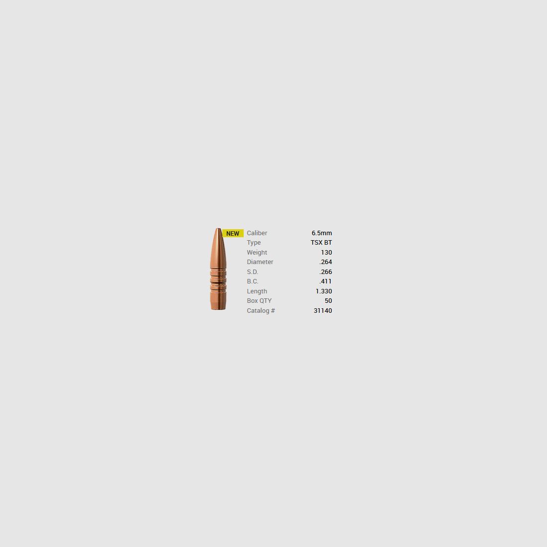 Barnes Geschoss 6,5mm/.264 130GR TSX HPBT 50 Stück