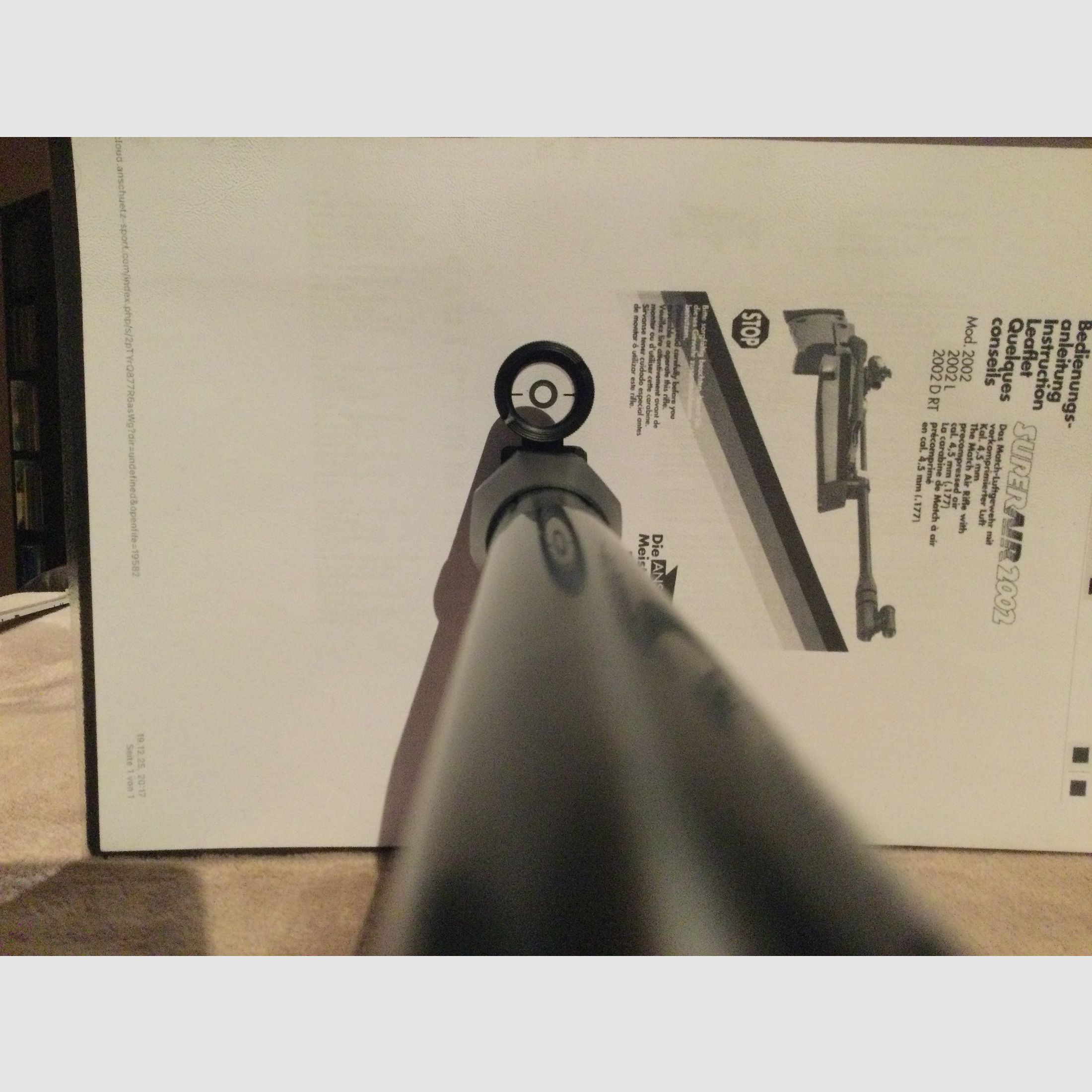 Anschütz Super Air 2002; Match-Luftgewehr Auflage rechts; Nussbaumschaft; Top Zustand