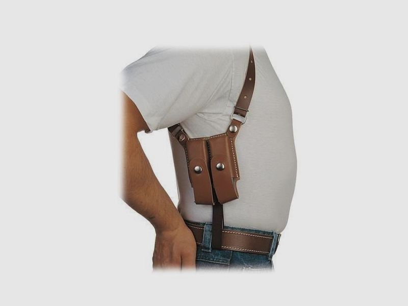 Sickinger Schulterholster System TWIN Box Braun 9 mm Para, 45 ACP single row