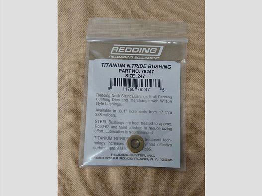 Redding Bushing .247 rivestito in titanio nitrurato. Per matrici di tipo "S" calibro, Art.-Nr.: 76247