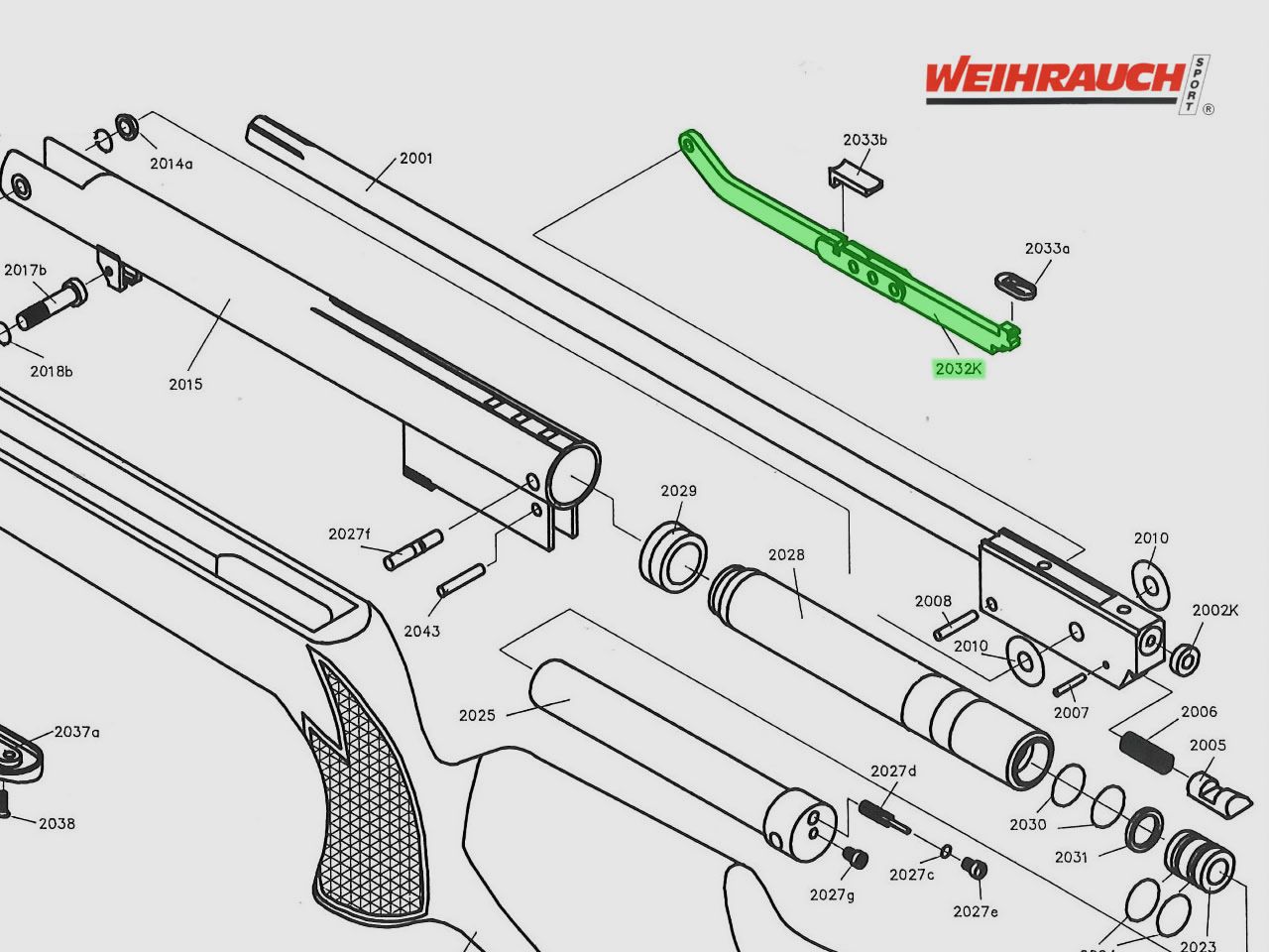Spannhebel fĂĽr Luftgewehr Weihrauch HW 90, Ersatzreil