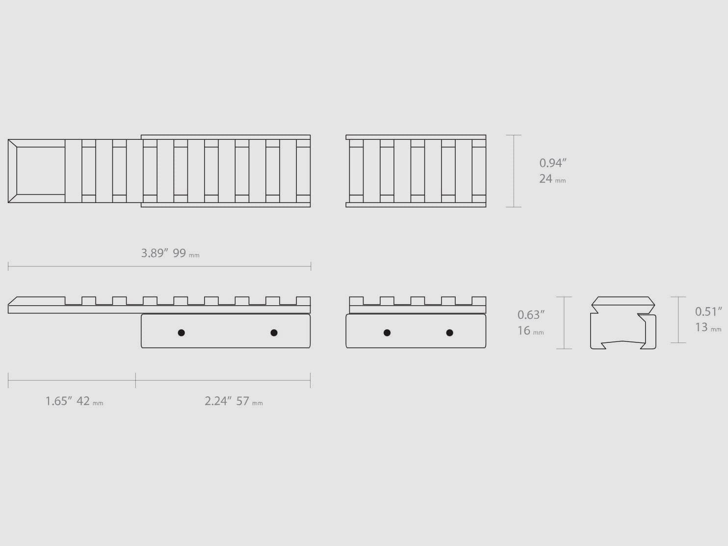Hawke Aluminium Adapterschiene Twee-delig, afbeelding 2 van 2