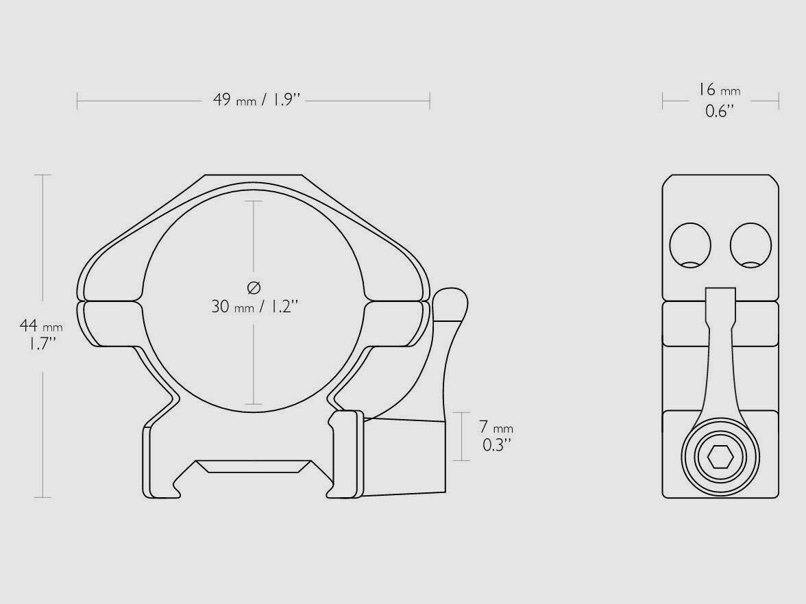 HAWKE 23016 30mm Stahl Ringmontagen Mittel für Weaver Schiene Schnellspannhebel