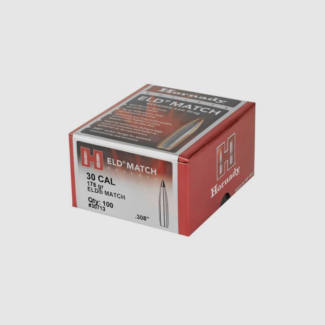 100 St. Hornady Geschosse .30/.308 178GR ELD Match