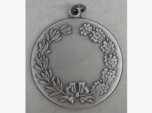 Médaille de chasse feuilles de chêne - argent ancien - 40 mm, anneau et œillet