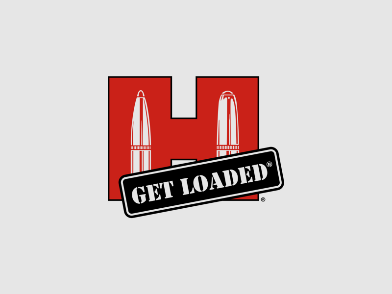 Hornady "Get Loaded" Aufkleber – Rot/Weiß – 4.5″×5″ (11,4×12,7 cm)